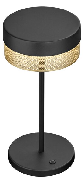 HELL Lampă de masă cu LED Baterie reîncărcabilă Mesh, înălțime 30cm negru/galben, reglabil, Negru, Camera de zi / sufragerie, Aluminiu, Modern