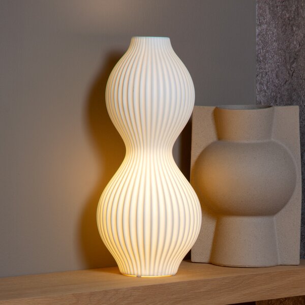 Lucide Momoro lampă de masă porțelan, 40 cm, Alb, Camera de zi / sufragerie, Ceramică