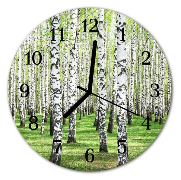 Ceas de perete din sticla rotund Birch Birch verde