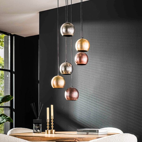 Zijlstra Suspensie Mixa, 6 lumini, auriu / argintiu bronz, reglabil, Negru, Camera de zi / sufragerie, Metal, Design