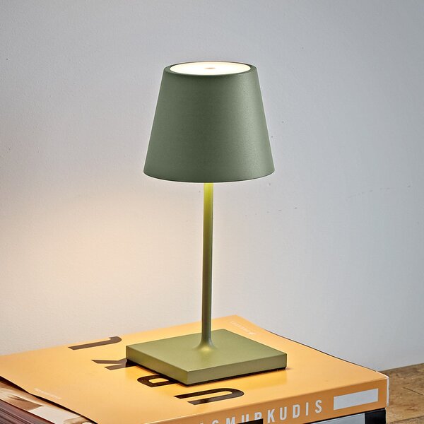 Sigor Nuindie mini LED lampă de masă reîncărcabilă, USB-C, verde salvie, dimabil, reglabil, Verde, Camera de zi / sufragerie, Aluminiu, Modern