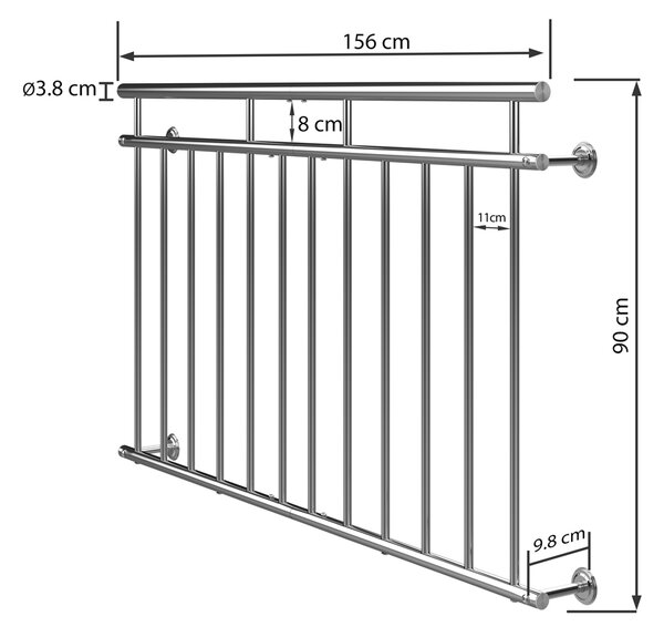 Deuba Balustradă pentru balcon - 90x156 cm