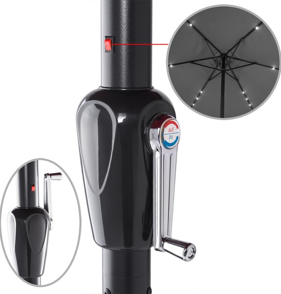 Deuba Umbrela de soare LED Atena Ø330cm - antracit