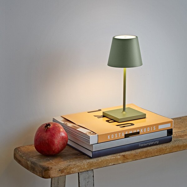 Sigor Nuindie mini LED lampă de masă reîncărcabilă, USB-C, verde salvie, dimabil, reglabil, Verde, Camera de zi / sufragerie, Aluminiu, Modern