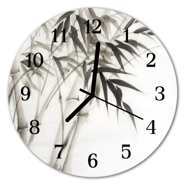 Ceas de perete din sticla rotund Bamboo Bamboo Gray
