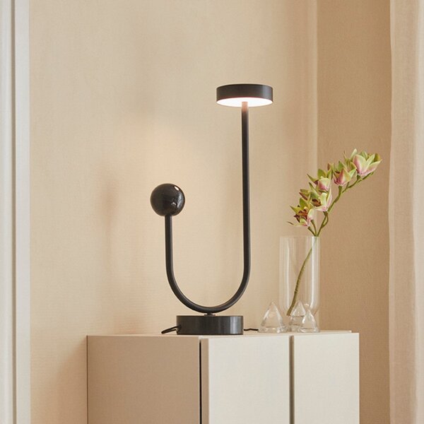 AYTM Grasil Lampă de masă cu LED, negru, marmură, înălțime 56 cm, Negru, Camera de zi / sufragerie, Metal, Design