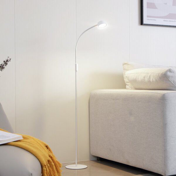 Lindby lampadar LED Maori, albă, metal, CCT, dimabil, reglabil, Alb, Studiu / Birou, Metal, Modern