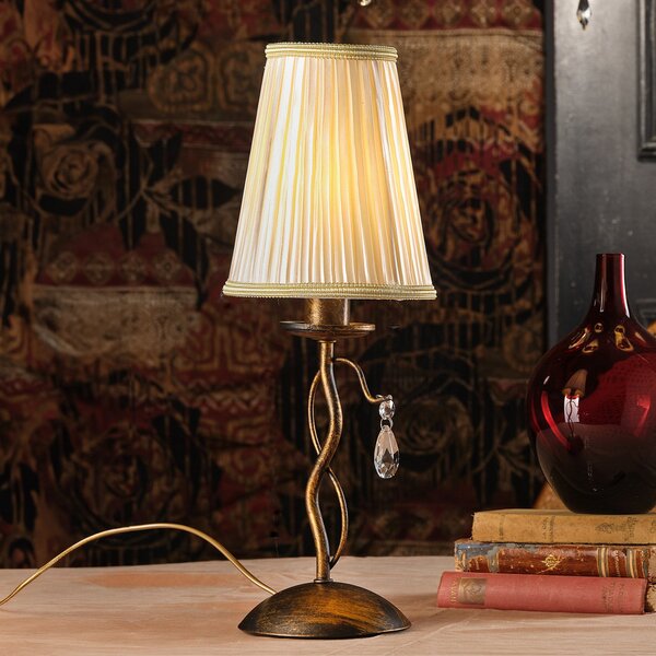 ONLI Lampă de masă Delia, culoare bronz, fier, înălțime 42 cm, Ø 15 cm, Bronz / Alamă Veche, Camera de zi / sufragerie, Metal, Antichitate