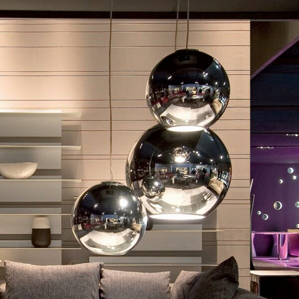 Fontana Arte Globo di Luce - lampă pendul 20 cm, Metalic, Camera de zi / sufragerie, Sticlă, Design, glob