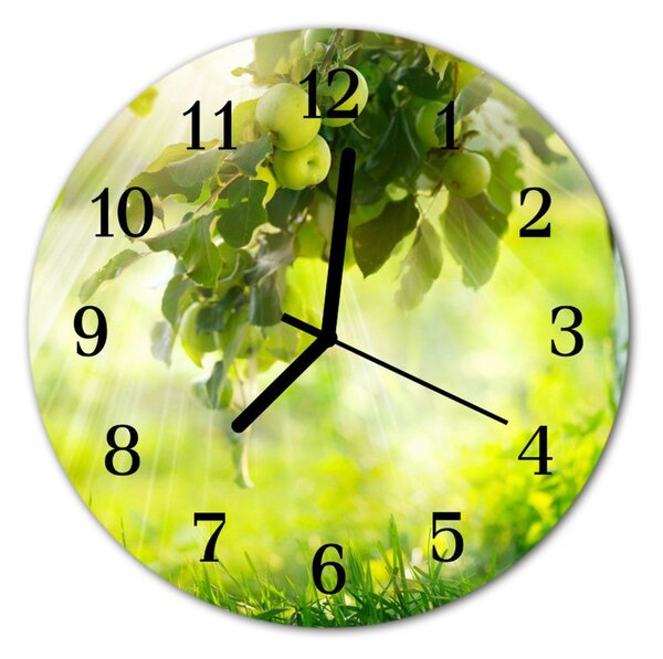 Ceas de perete din sticla rotund Apple Tree Apple Tree Green