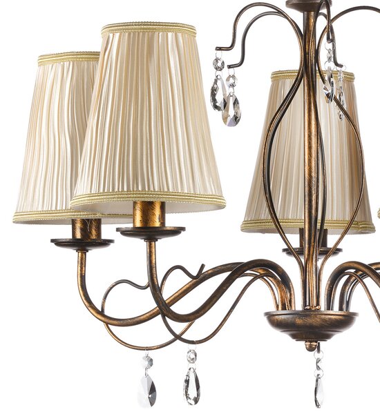 ONLI Candelabru Delia, culoare bronz, cu 5 lumini, Ø 68 cm, reglabil, Bronz / Alamă Veche, Camera de zi / sufragerie, Metal, Antichitate