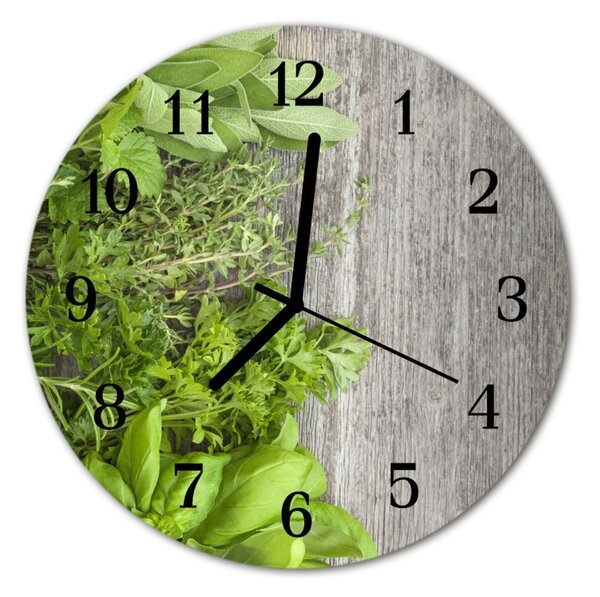 Ceas de perete din sticla rotund Ierburi Ierburi verde