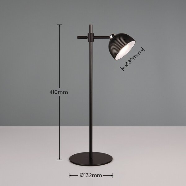 Reality Leuchten Lampă de masă reîncărcabilă Maxima LED, negru, înălțime 41 cm, plastic, reglabil, Negru, Camera de zi / sufragerie, Plastic, Modern, Corpuri de iluminat cu clemă / cu fișă