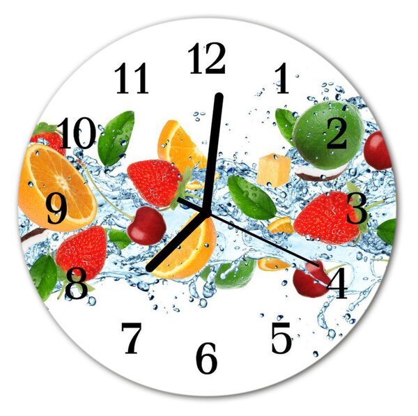 Ceas de perete din sticla rotund Fructe de fructe Multi-colorat