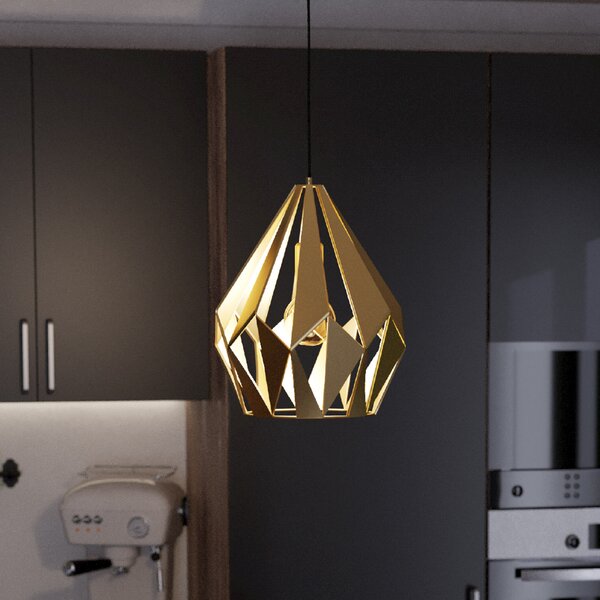 EGLO Carlton lampă suspendată, o sursă, aurie, Ø 31 cm, reglabil, Auriu / Alamă, Camera de zi / sufragerie, Metal, Modern