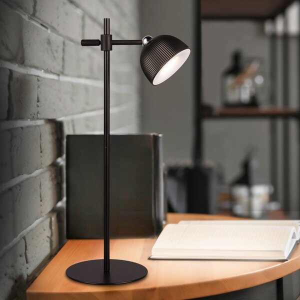 Reality Leuchten Lampă de masă reîncărcabilă Maxima LED, negru, înălțime 41 cm, plastic, reglabil, Negru, Camera de zi / sufragerie, Plastic, Modern, Corpuri de iluminat cu clemă / cu fișă