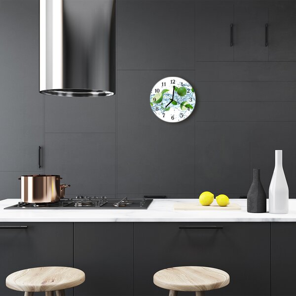 Ceas de perete din sticla rotund Lime Green Fruit
