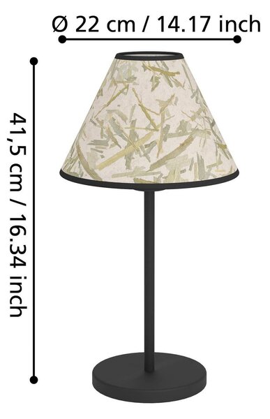 EGLO Oxpark lampă de masă, înălțime 41,5 cm, verde/alb/negru, Verde, Camera de zi / sufragerie, Țesătură / Textil, Modern