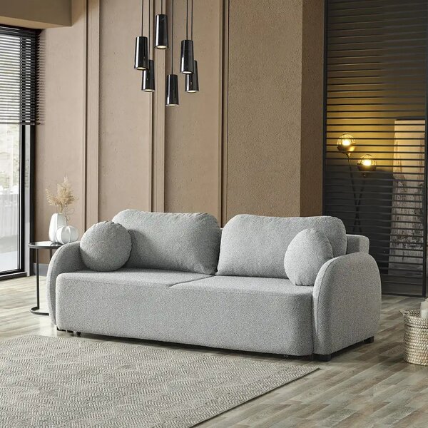 Canapea extensibila 3 locuri cu lada 226cm – stofa bej – Nova