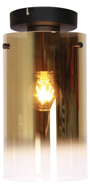 Freelight Plafonieră Ventotto, negru/auriu, Ø 15 cm, sticlă, reglabil, Auriu / Alamă, Camera de zi / sufragerie, Metal, Modern