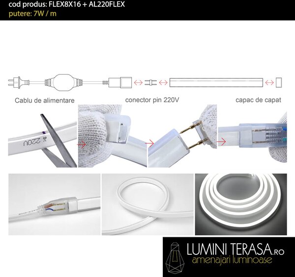 Cablu alimentare pentru Furtun Luminos Neon Flex