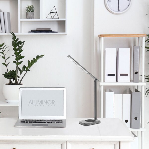 Aluminor Luna lampă de masă LED cu USB, reglabil, Gri, Studiu / Birou, Metal, Modern