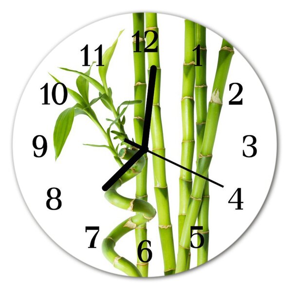 Ceas de perete din sticla rotund Bamboo Bamboo Green