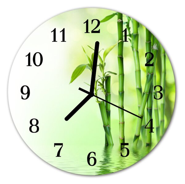 Ceas de perete din sticla rotund Bamboo Bamboo Green