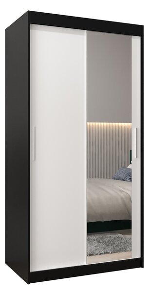Dulap de haine 100 cm Toki 2 (negru mat + alb mat). 1064961
