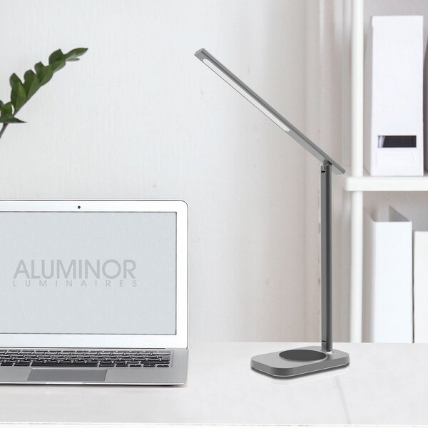 Aluminor Luna lampă de masă LED cu USB, reglabil, Gri, Studiu / Birou, Metal, Modern