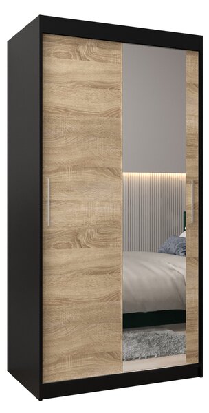 Dulap de haine 100 cm Toki 2 (negru mat + stejar sonoma). 1064964