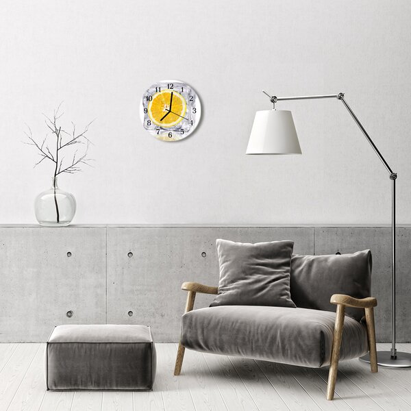 Ceas de perete din sticla rotund Orange Ice Cream Orange Ice Orange
