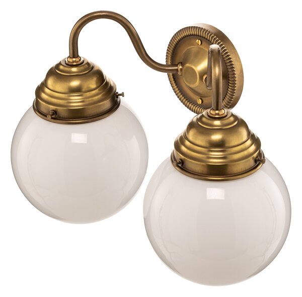 Berliner Messinglampen Aplică de perete Larry II, alamă, sticlă suflată manual, reglabil, Auriu / Alamă, Hol, Alamă, Antichitate
