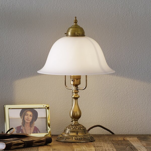 Berliner Messinglampen Carolin lampă de masă decorată, din alamă, Bronz / Alamă Veche, Camera de zi / sufragerie, Metal, Antichitate