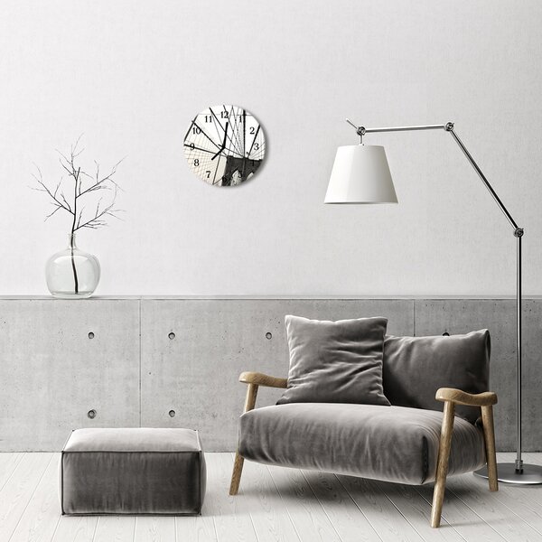 Ceas de perete din sticla rotund Podul Brooklyn Arhitectura Gray