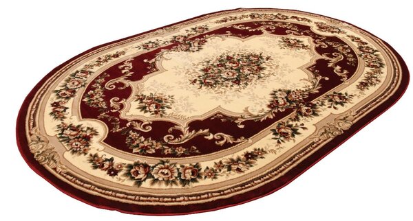 Covor Clasic Sufragerie, Model Lotos 574 210 Rosu, Oval Rosu, 100x200