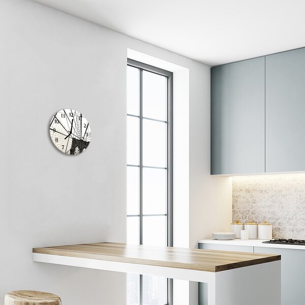 Ceas de perete din sticla rotund Podul Brooklyn Arhitectura Gray
