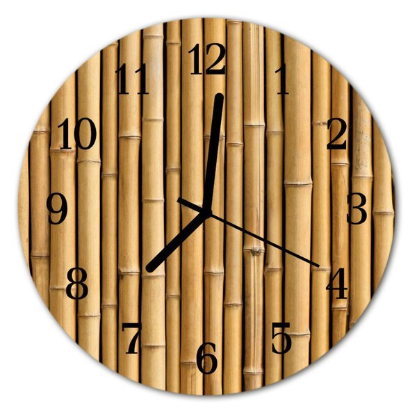 Ceas de perete din sticla rotund Bamboo Bamboo Brown
