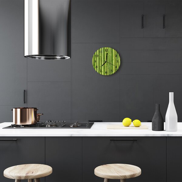 Ceas de perete din sticla rotund Bamboo Bamboo Green