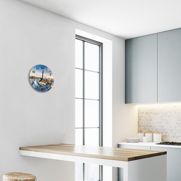 Ceas de perete din sticla rotund River City River City Multi-colorat