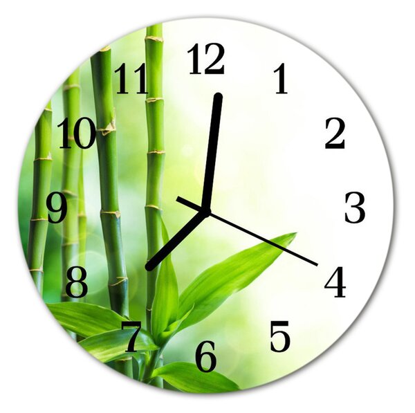 Ceas de perete din sticla rotund Bamboo Bamboo Green