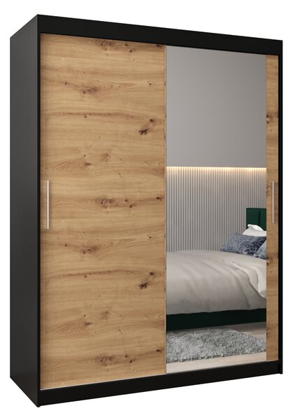 Dulap de haine 150 cm Toki 2 (negru mat + stejar artisan). 1064991