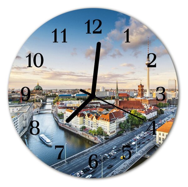 Ceas de perete din sticla rotund River City River City Multi-colorat