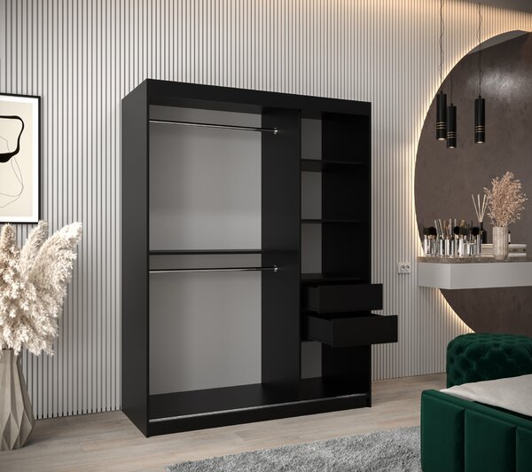 Dulap de haine 150 cm Toki 2 (negru mat + stejar artisan). 1064991