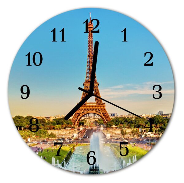 Ceas de perete din sticla rotund Paris Towns multi-colorat