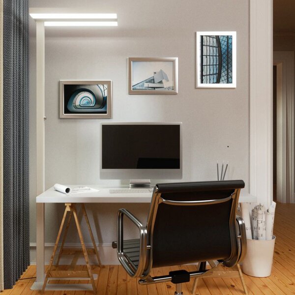 Arcchio Lampadar LED Logan Basic, albă, 6.000 lm, dimabil, reglabil, Alb, Studiu / Birou, Aluminiu, Modern, Proiector vertical