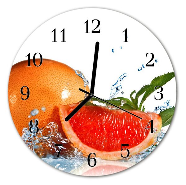 Ceas de perete din sticla rotund Grapefruit fructe Orange