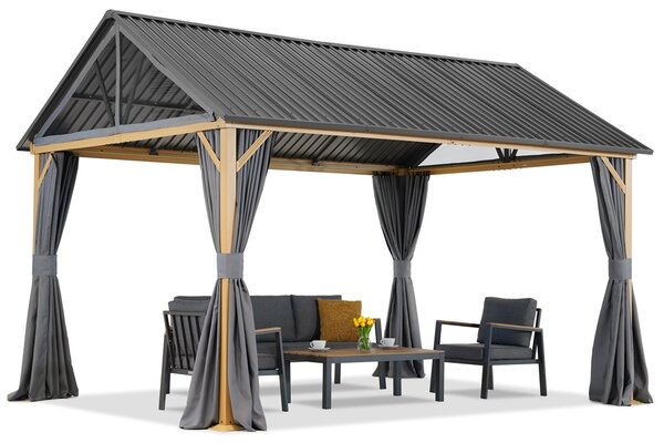 Foișor de grădină din metal Teramo cu perdele 3x4 Garden Point
