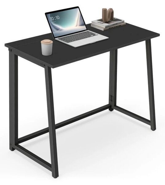 Set pentru birou ZARIMO masa 80x40 cm, neagra + fotoliu AVOLA VELVET, gri deschis