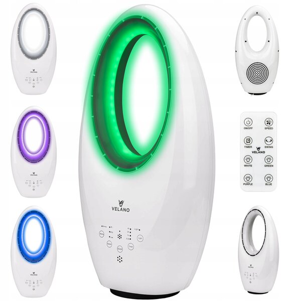 Ventilator fără palete cu iluminare din spate cu LED și telecomandă